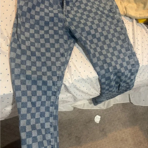 Checkered Blue Jeans - Picture 2 of 2